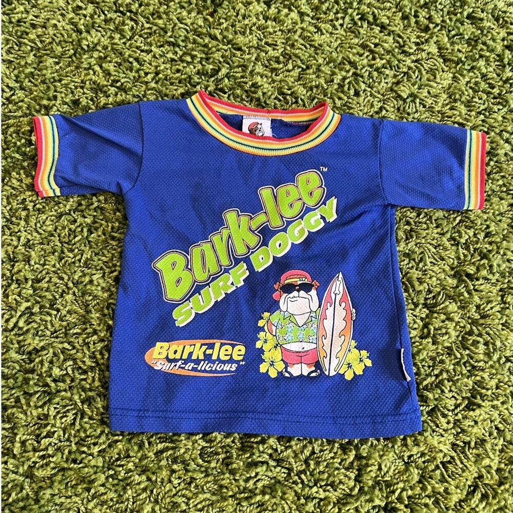 Vintage 90s Bark-lee Abstract Kids Surf Bulldog Jersey